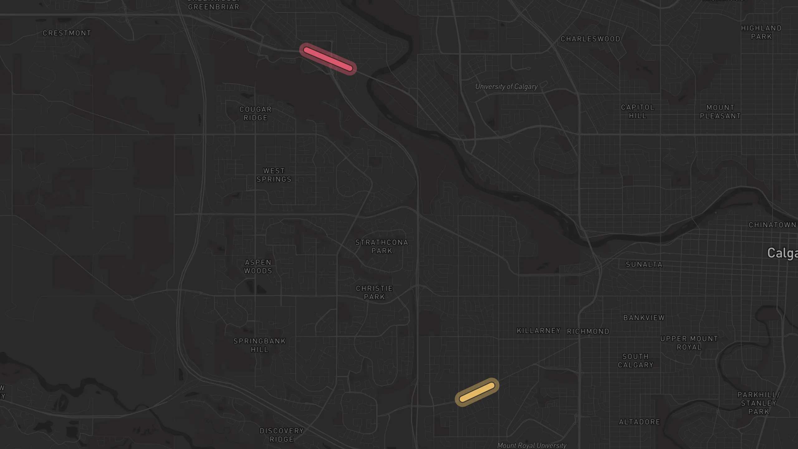Map of street alignments in Calgary