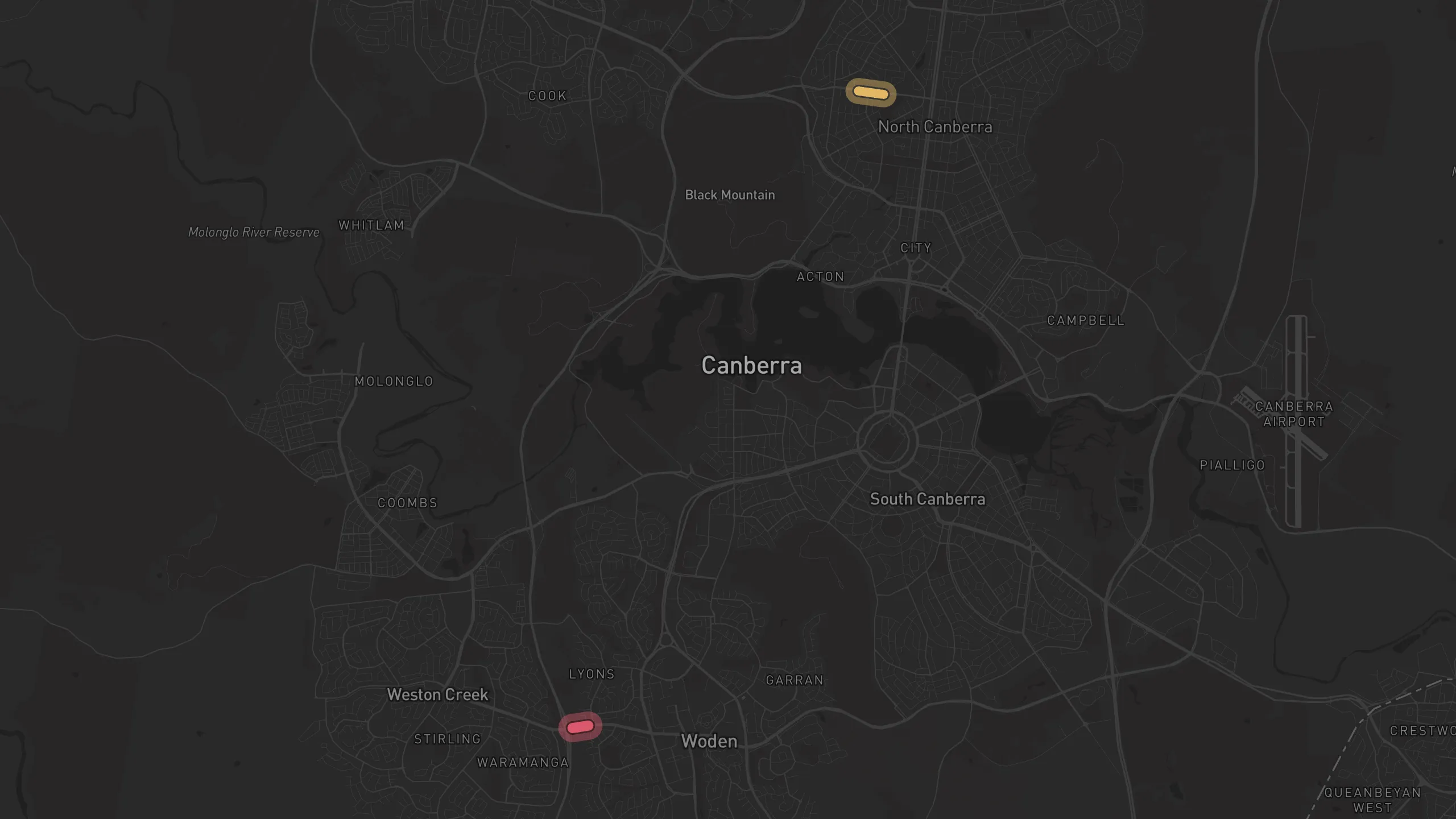 Map of street alignments in Canberra