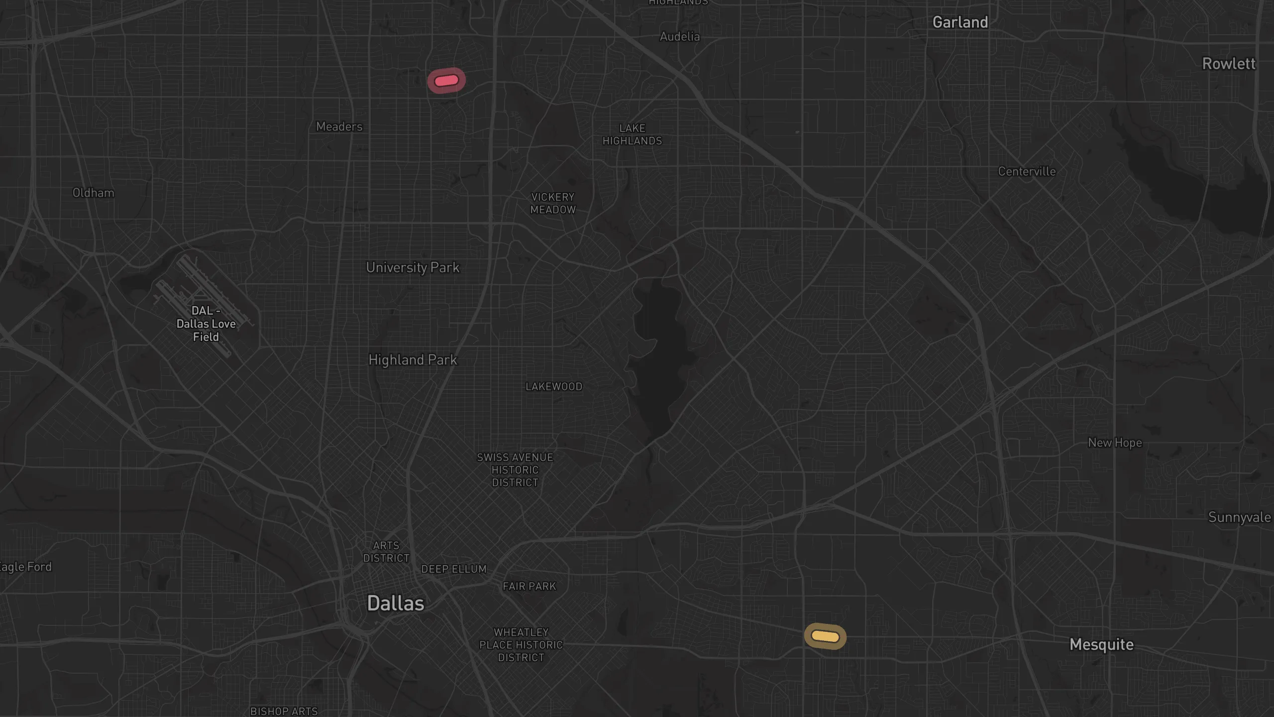 Map of street alignments in Dallas