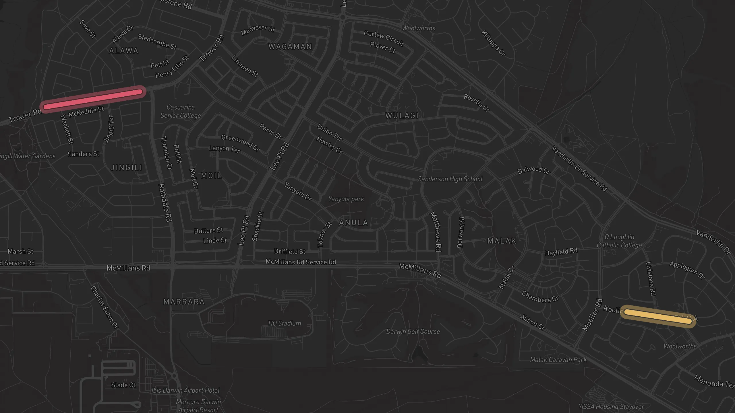Map of street alignments in Darwin