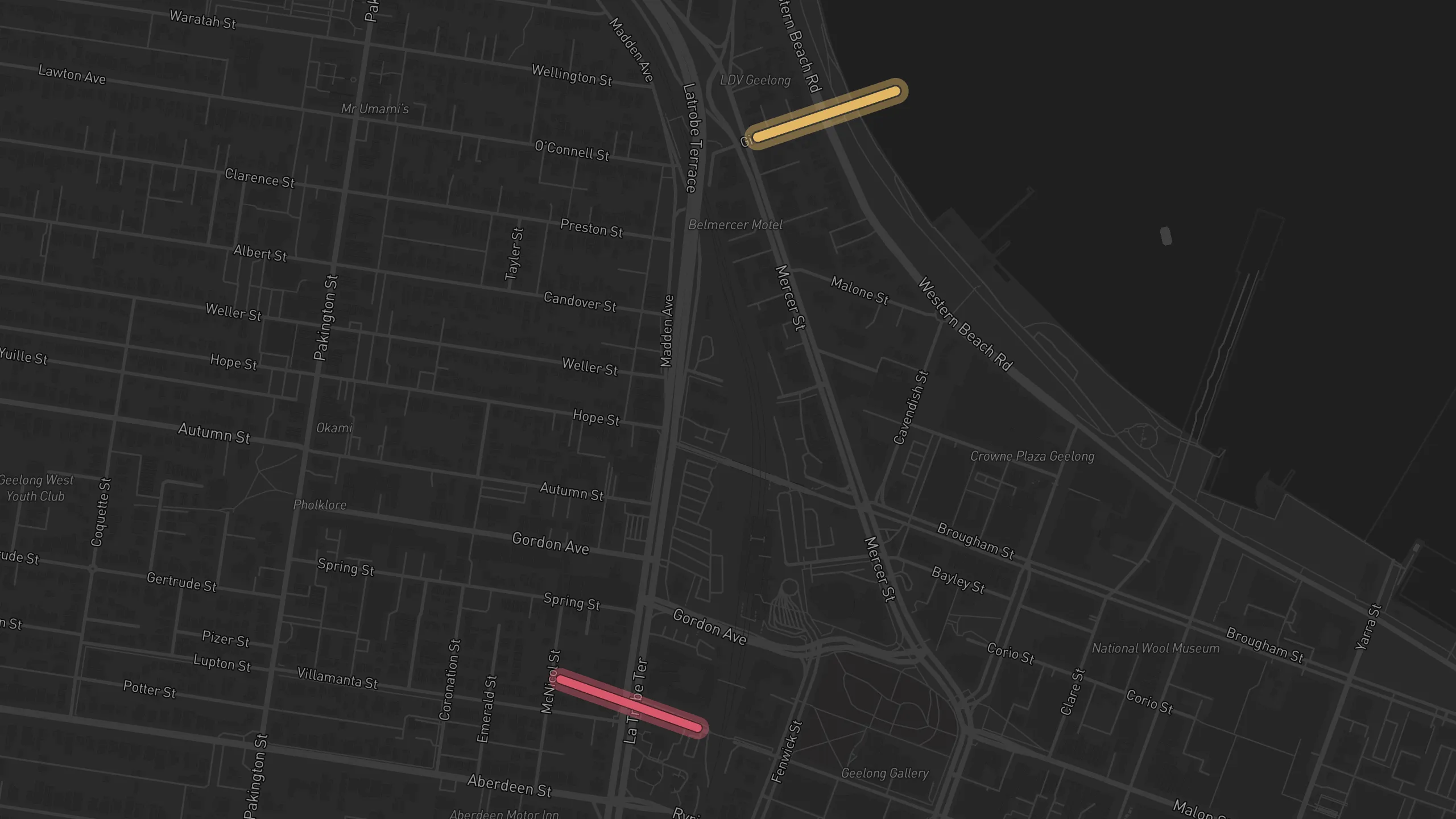 Map of street alignments in Geelong