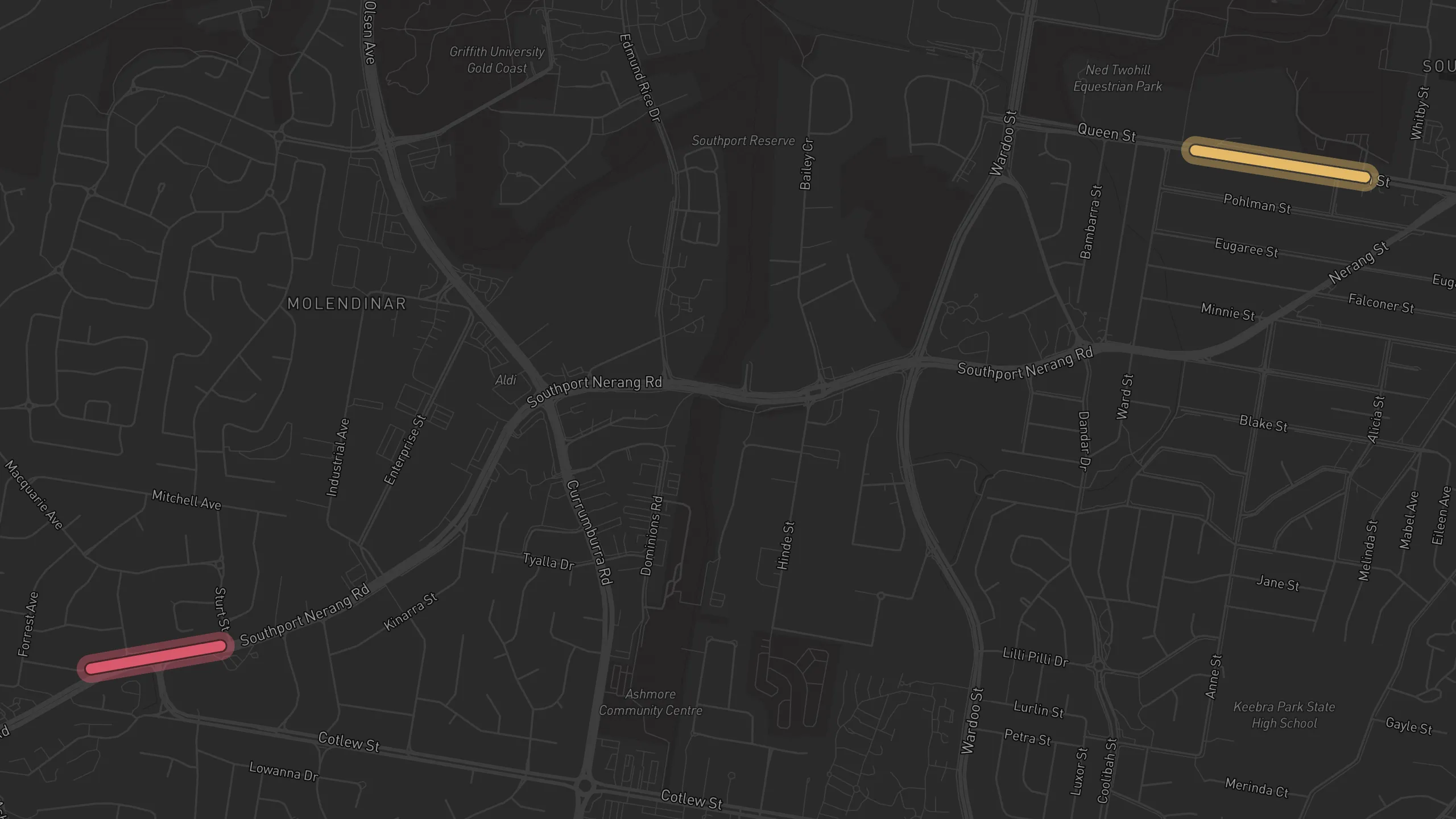 Map of street alignments in Gold Coast