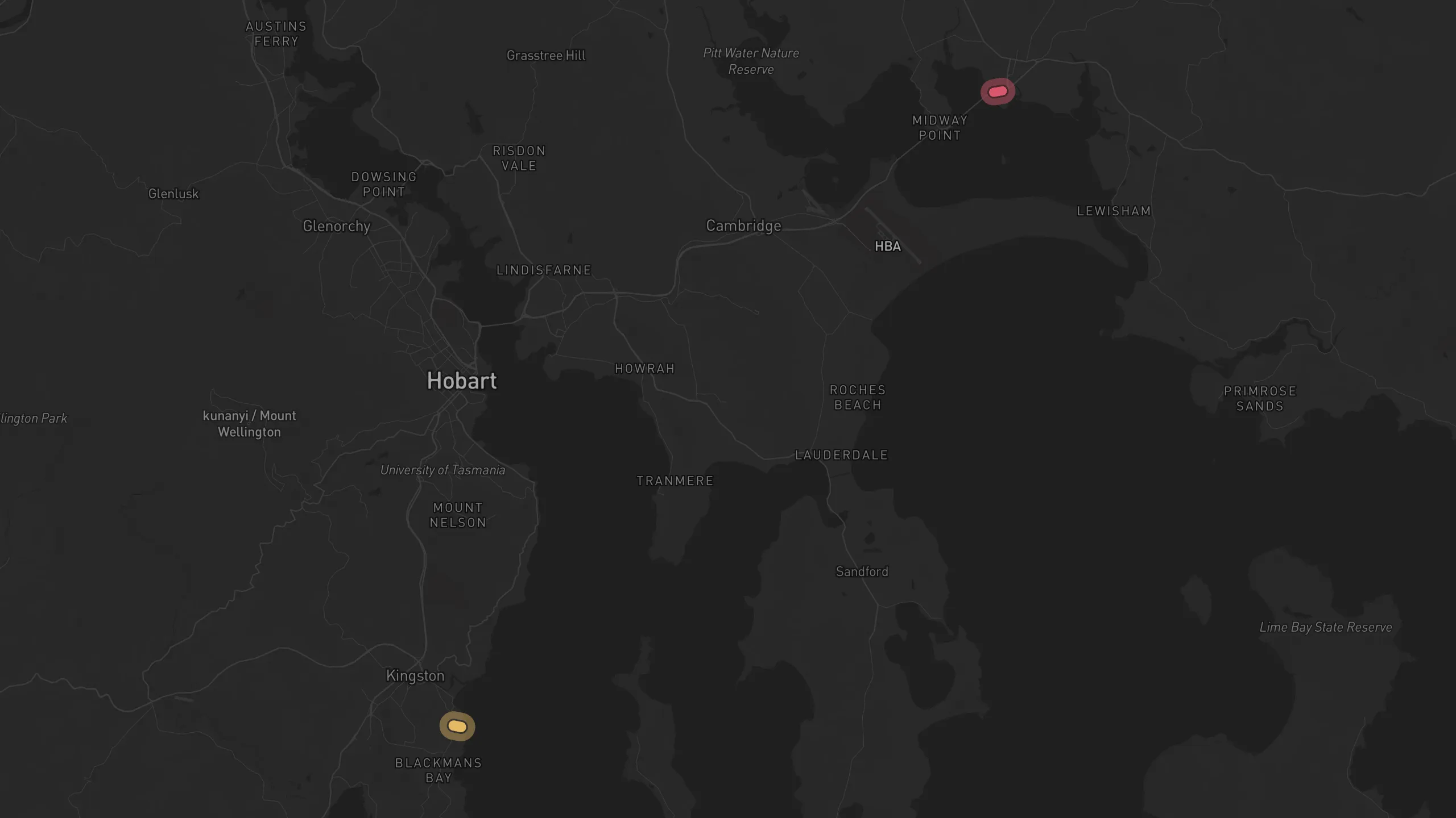 Map of street alignments in Hobart