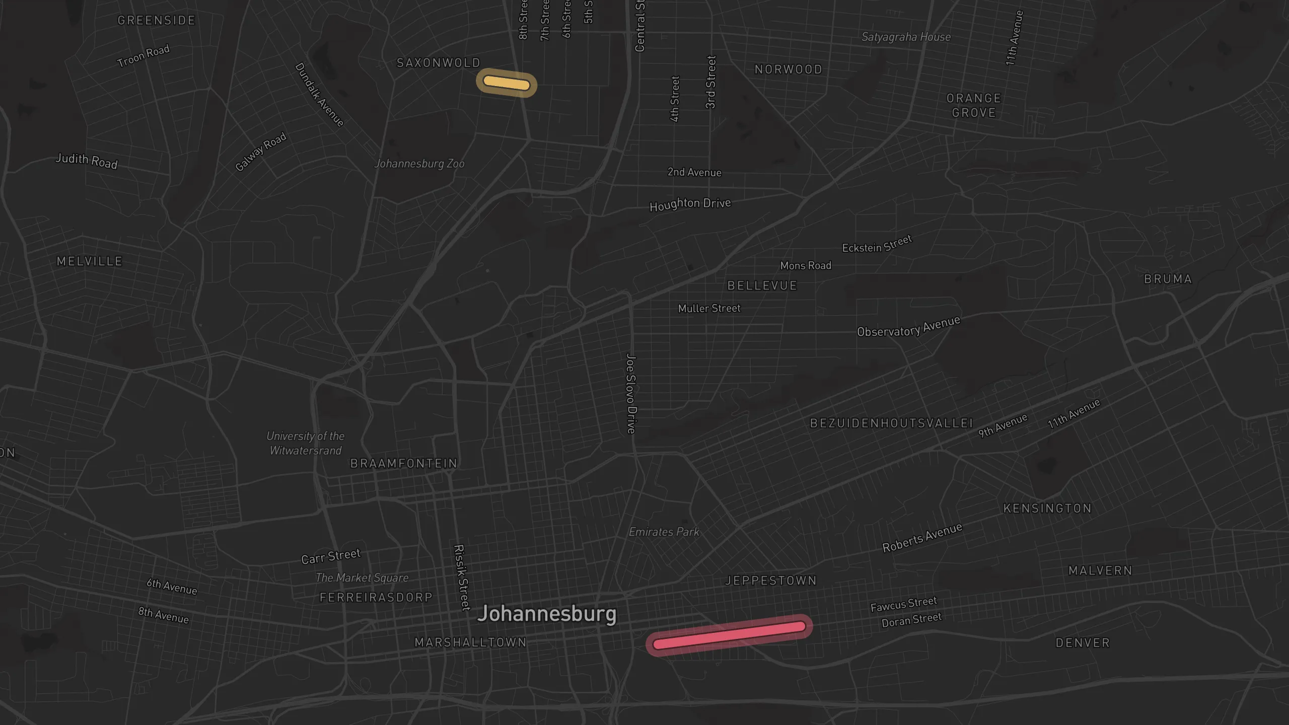 Map of street alignments in Johannesburg