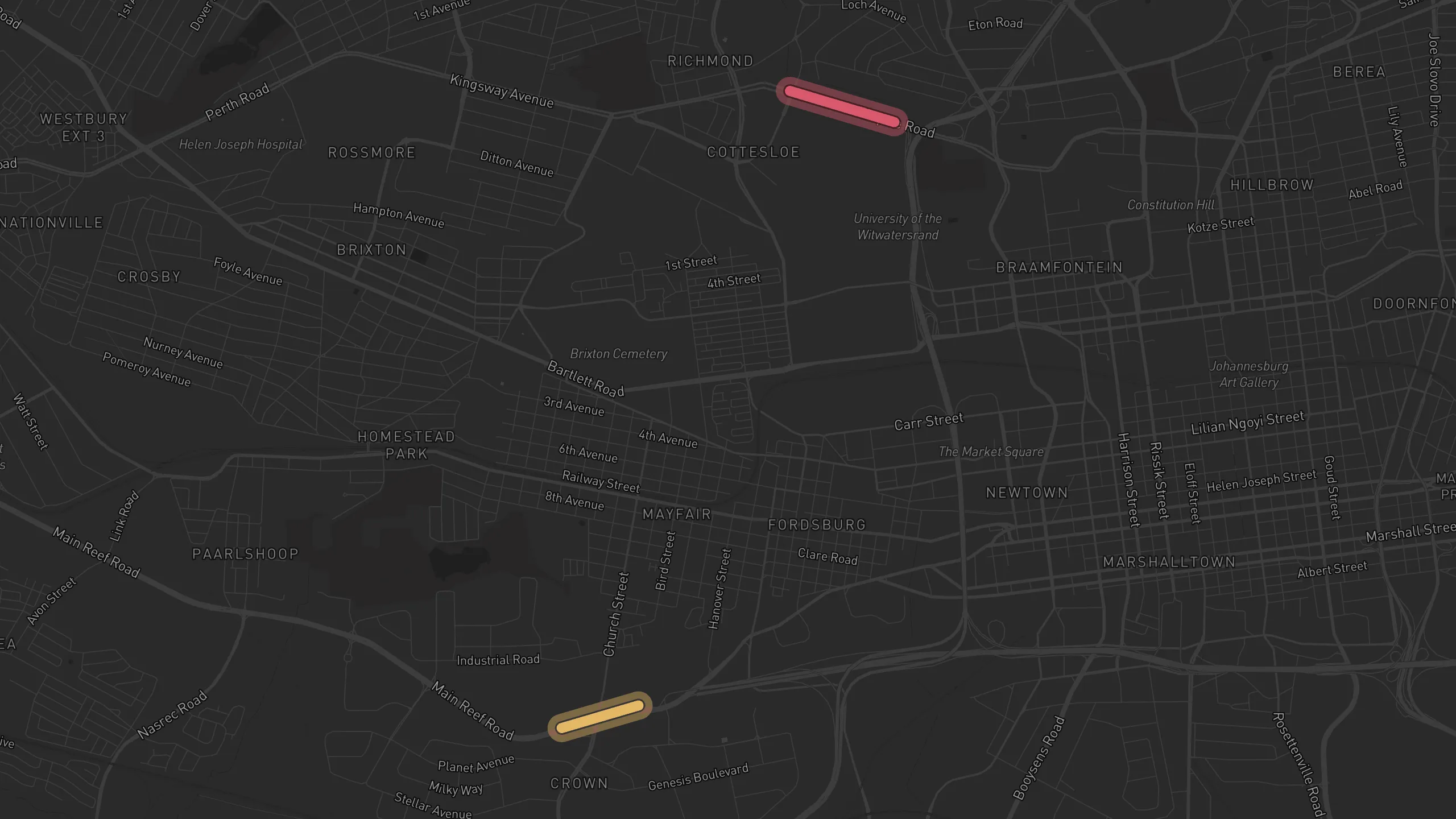 Map of street alignments in Johannesburg