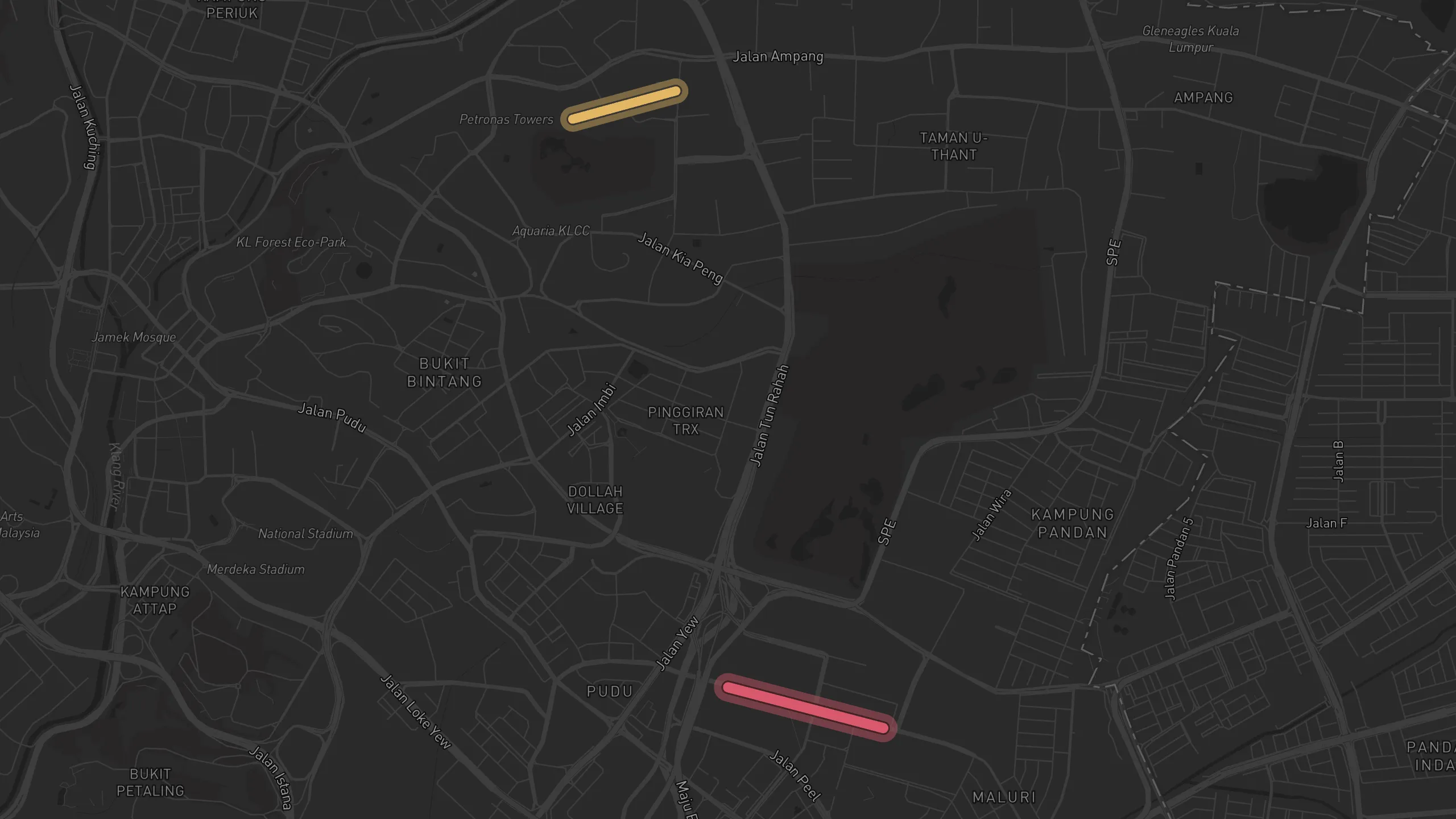 Map of street alignments in Kuala Lumpur