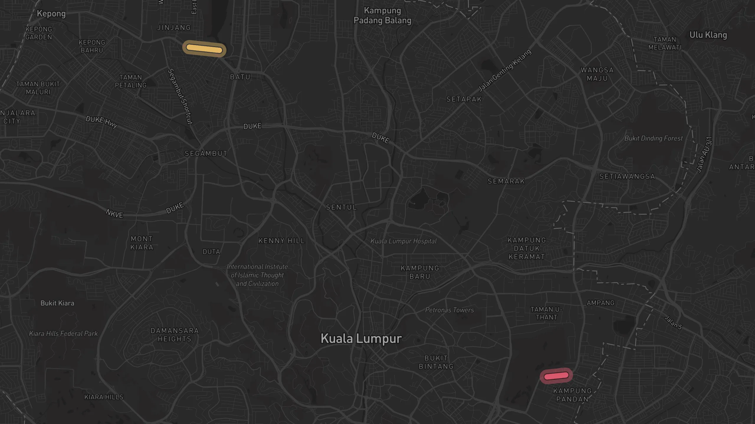 Map of street alignments in Kuala Lumpur