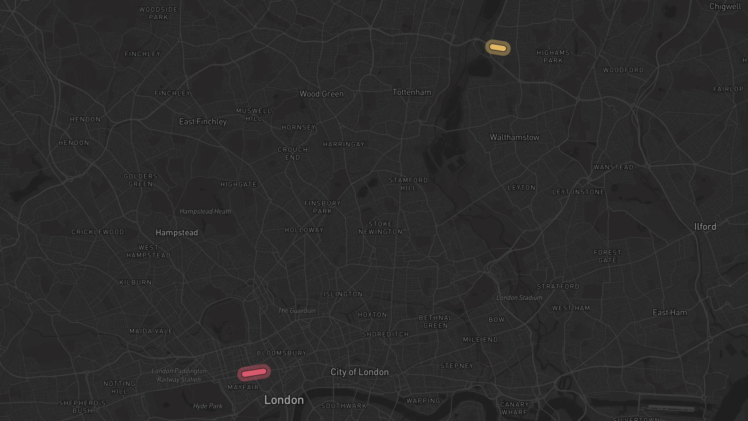 Map of street alignments in London