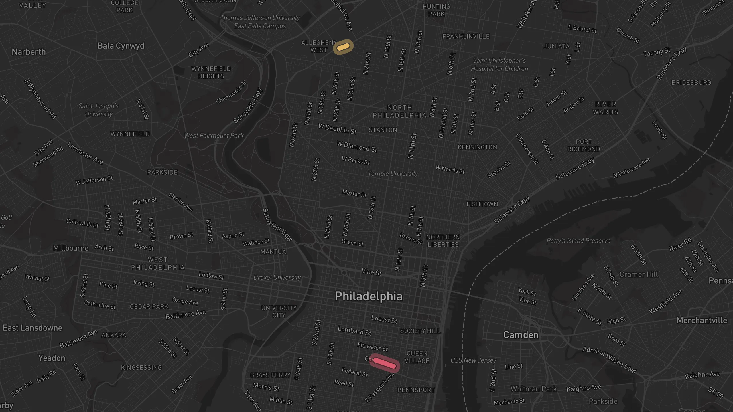 Map of street alignments in Philadelphia