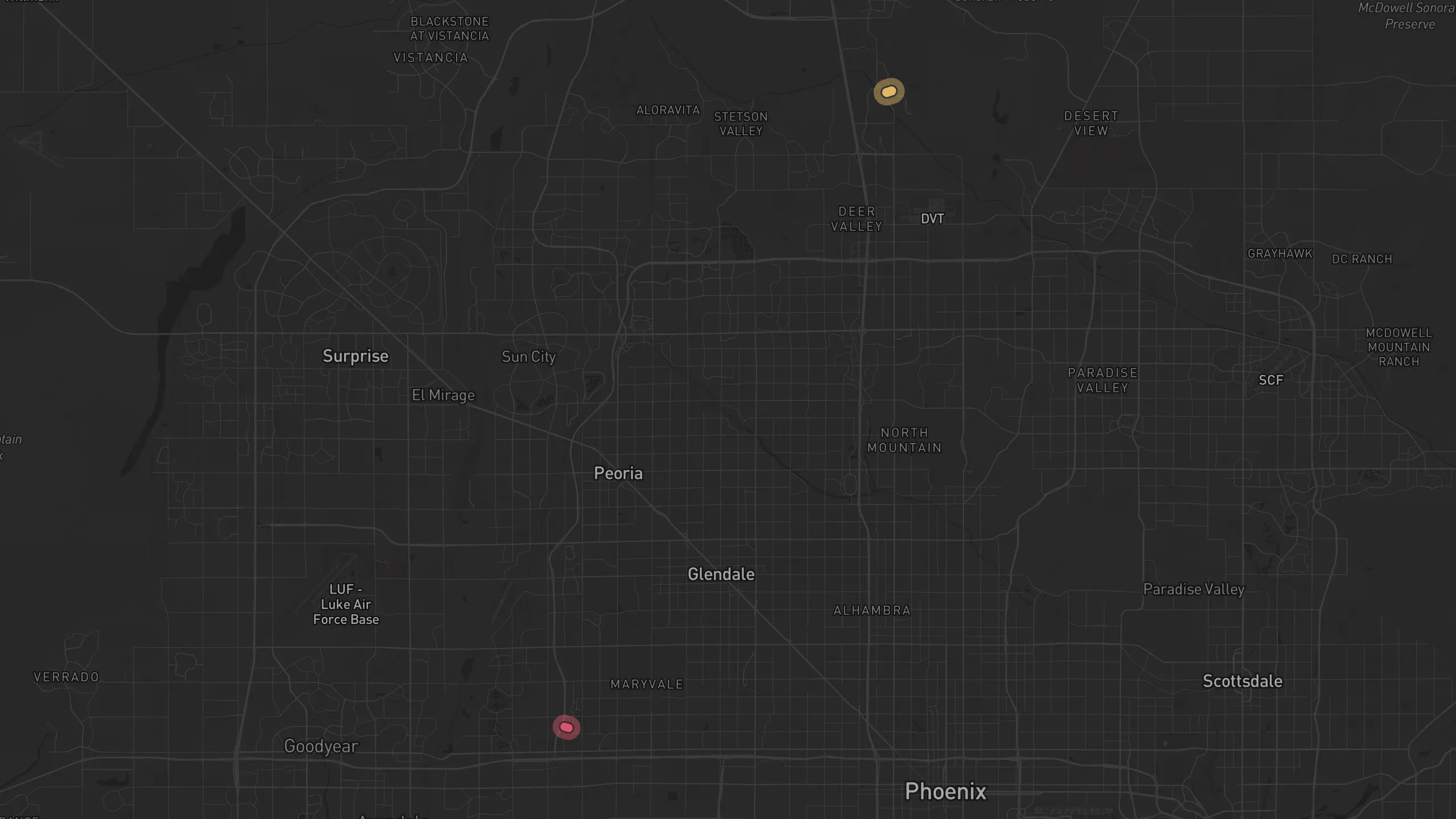 Map of street alignments in Phoenix