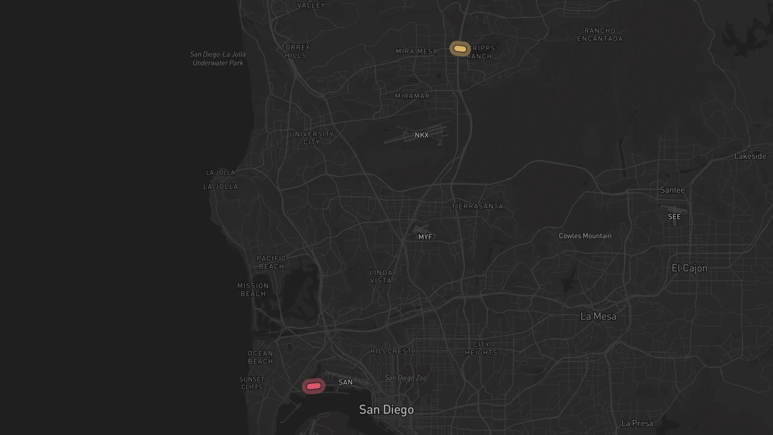 Map of street alignments in San Diego