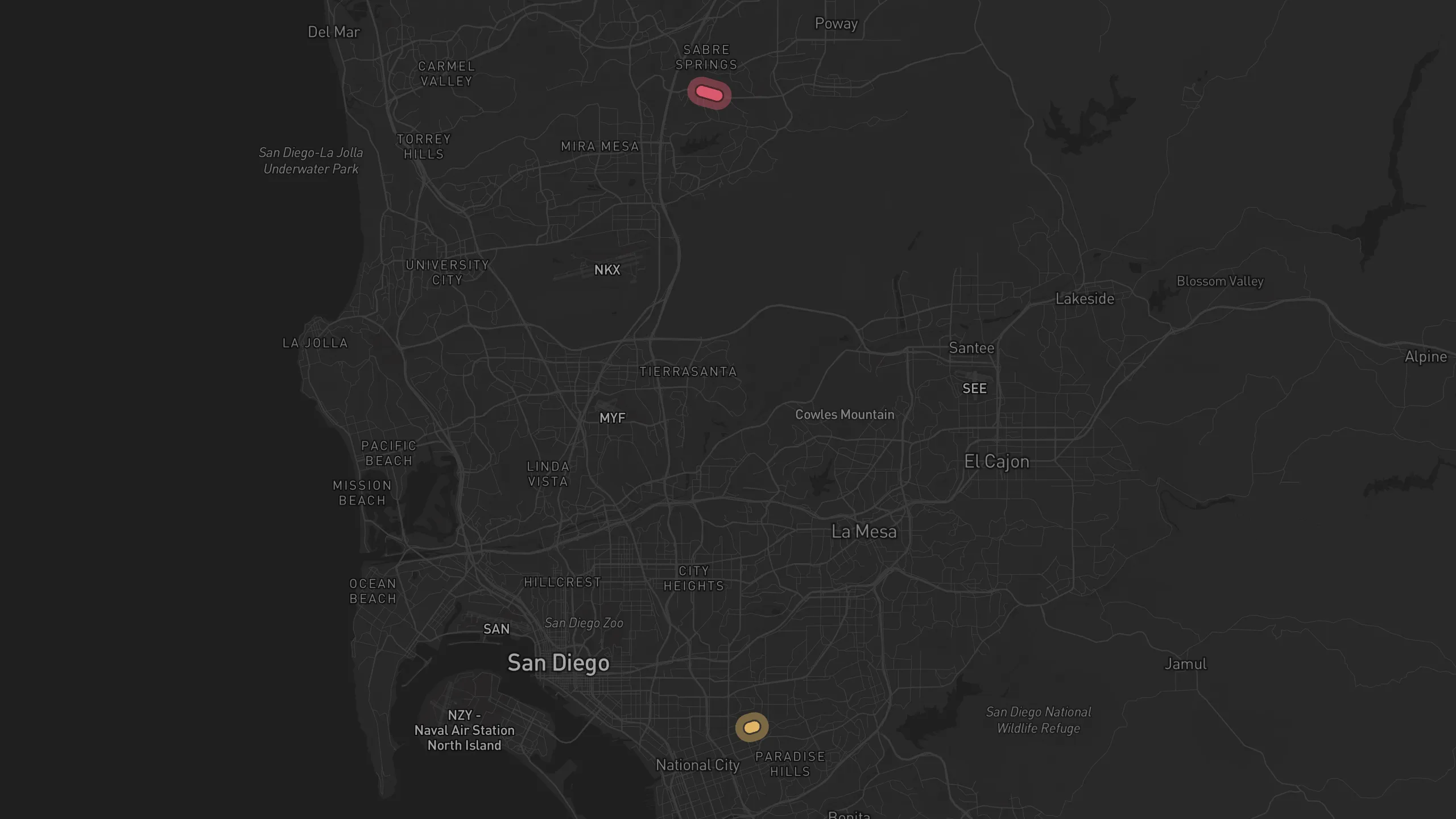 Map of street alignments in San Diego