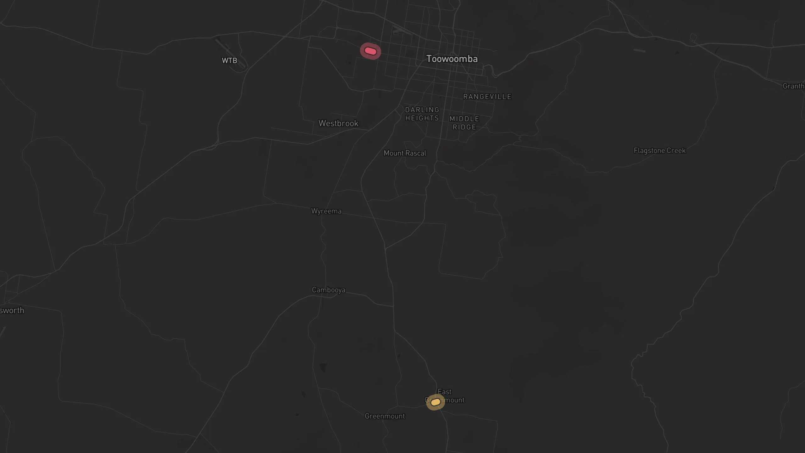 Map of street alignments in Toowoomba